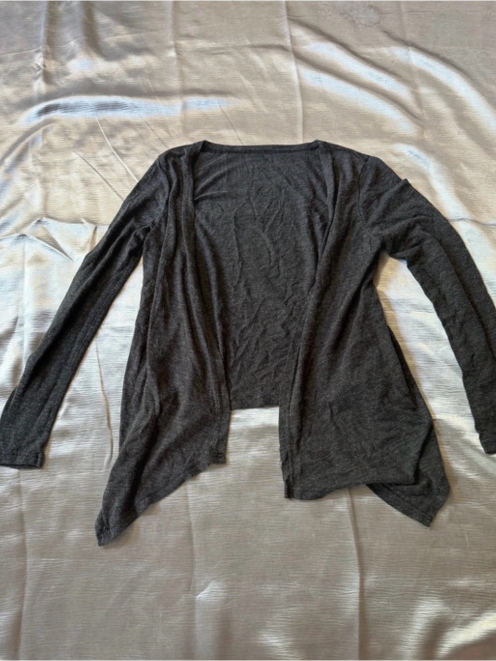 SHEIN Charcoal Open-Front Draped Cardigan